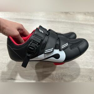 SH99 Peloton Bike Cycling Shoes Black Red White Size EU 42 Women 10.5/Men 9